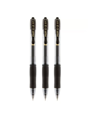 Esferografica Gel Pilot G-2 0,7mm Retractil Preto Blister 3u