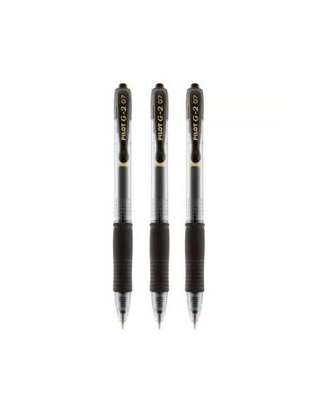 Esferografica Gel Pilot G-2 0,7mm Retractil Preto Blister 3u