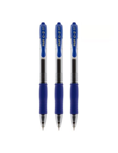 Esferografica Gel Pilot G-2 0,7mm Retractil Azul Blister 3un