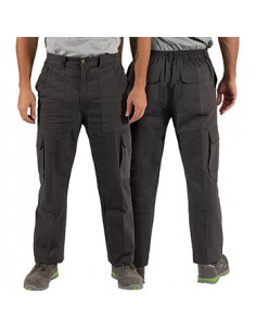 Calças Sarja Multibolsos Tamanho XXL Cinza