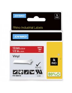 Fita Gravacao Dymo Rhino 12mmx5mts Vermelho/Branco