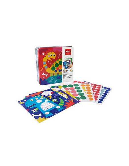 Jogo Autocolantes Dinossauros Cx Metal 8 Folhas