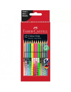 Lapis Cor 18cm Faber Castell Grip Cx Cartao 12un Pastel/Neon