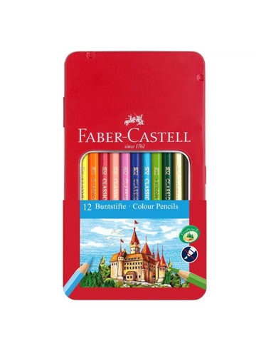 Lapis Cor 18cm Faber Castell Cx Metalica 12un