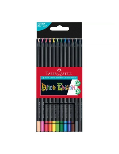 Lapis Cor 18cm Faber Castell Black Edition Cx Cartao 12un