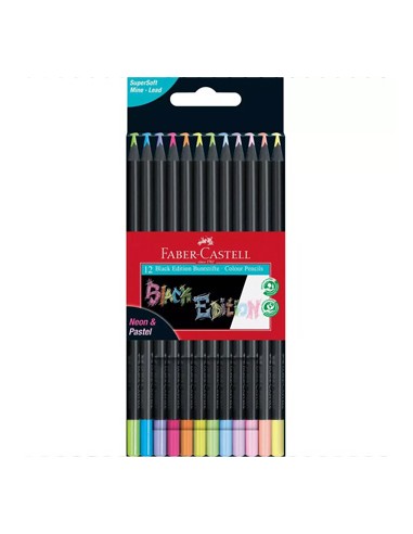 Lapis Cor 18cm Faber Castell Black Edition Cx Cartao 12un P