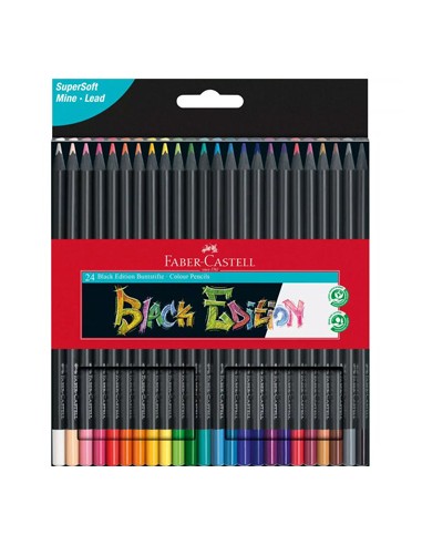 Lapis Cor 18cm Faber Castell Black Edition Cx Cartao 24un