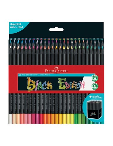 Lapis Cor 18cm Faber Castell Black Edition Cx Cartao 50un