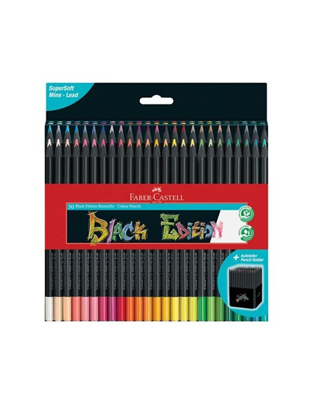 Lapis Cor 18cm Faber Castell Black Edition Cx Cartao 50un