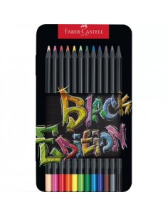 Lapis Cor 18cm Faber Castell Black Edition Cx Metalica 12un