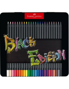 Lapis Cor 18cm Faber Castell Black Edition Cx Metalica 24un