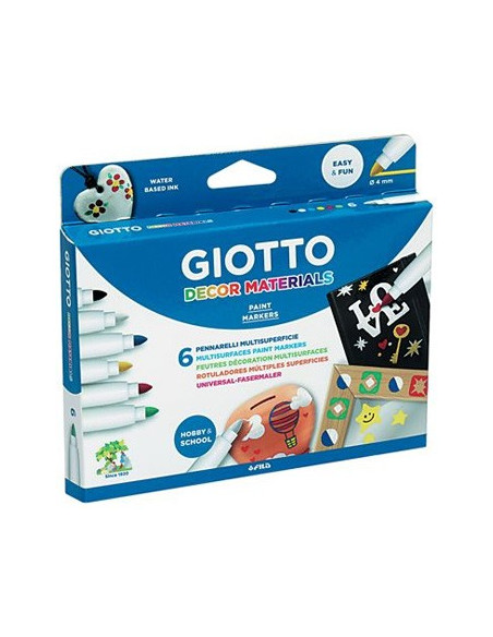 Marcador Pintura Giotto Decor Materials Cx 6 Cores Sortidas