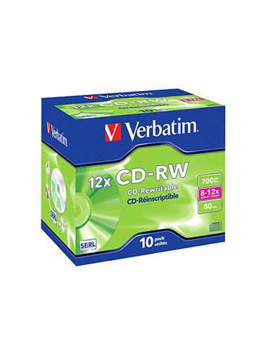 CD-RW Verbatim 700Mb 8x10x 80min Jewell Case Pack10