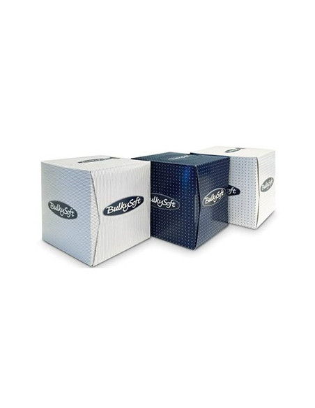 Lenços Papel Facial Bulkysoft 20.5x20.5cm Cubo 90un