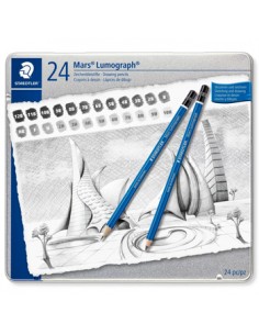Lápis Grafite 100 G24 STAEDTLER Mars Lumograph Cx Metal 24un