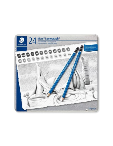 Lápis Grafite 100 G24 STAEDTLER Mars Lumograph Cx Metal 24un