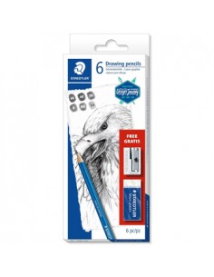 Lápis Grafite 61 100 C6 STAEDTLER Oferta Borracha + Afia 6un