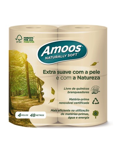 Papel Higiénico Doméstico 48mts Naturally Soft 2Fls 4 Rolos