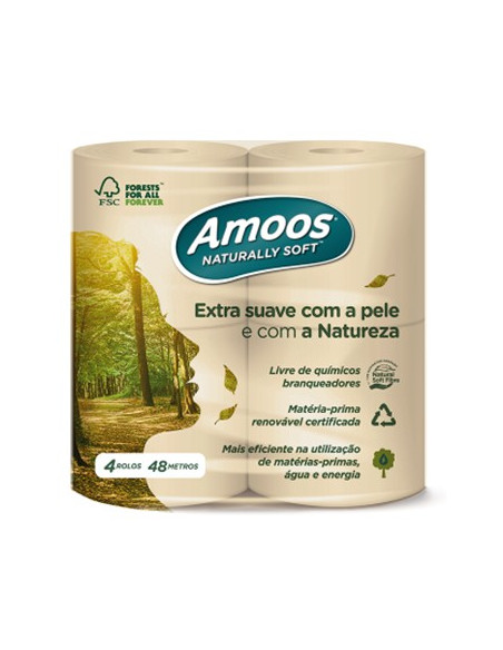 Papel Higiénico Doméstico 48mts Naturally Soft 2Fls 4 Rolos