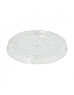 Tampa PET Redonda 9,5cm Transparente Rasa C/Orificio 50un