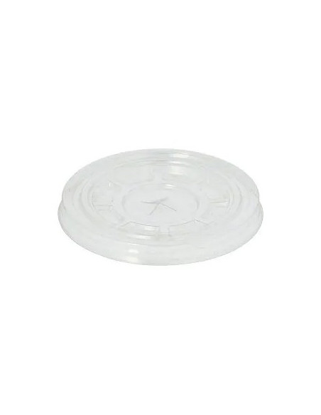 Tampa PET Redonda 9,5cm Transparente Rasa C/Orificio 50un