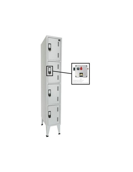 Cacifos Metálicos Simples 4 Cacifos 300x500x1900mm Cinza