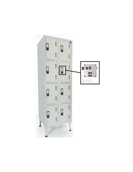 Cacifos Metálicos Duplo 8 Cacifos 600x500x1900mm Cinza