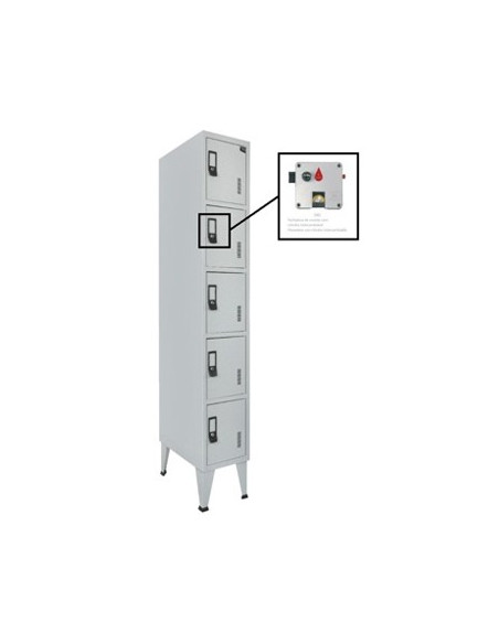 Cacifos Metálicos Simples 5 Cacifos 300x500x1900mm Cinza