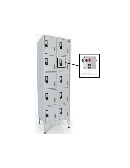 Cacifos Metálicos Duplo 10 Cacifos 600x500x1900mm Cinza