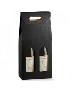 Caixa Cartão p/2 Garrafas Preto 180x90x340mm