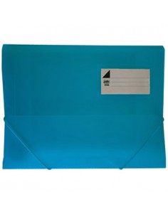 Pasta Plástico c/Elásticos A4 3 Abas Azul Translúcido