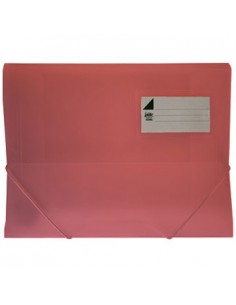 Pasta Plástico c/Elásticos A4 3 Abas Vermelho Translúcido