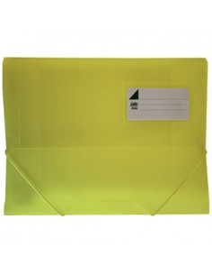 Pasta Plástico c/Elásticos A4 3 Abas Amarelo Translúcido