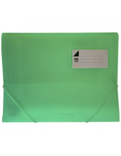 Pasta Plástico c/Elásticos A4 3 Abas Verde Translúcido