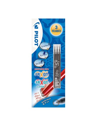 Recarga Gel Pilot Frixion Ball Clicker 0,7mm Preto 3un
