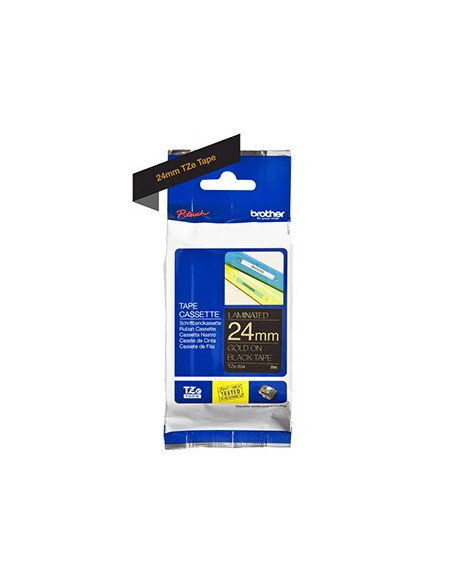 Fita Laminada 24mmx8mts Preto/Dourado