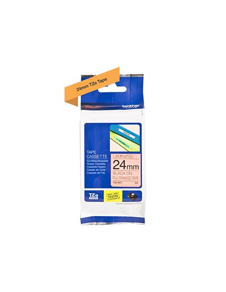 Fita Laminada 24mmx5mts Fluorescente Laranja/Preto