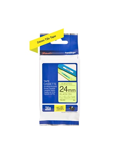 Fita Laminada 24mmx5mts Fluorescente Amarelo/Preto