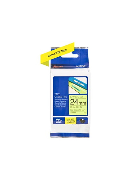 Fita Laminada 24mmx5mts Fluorescente Amarelo/Preto