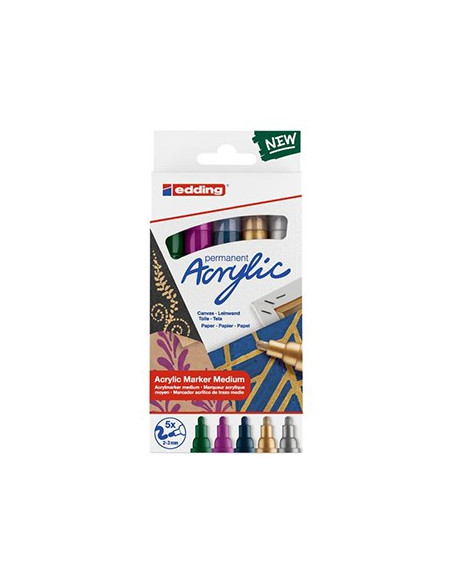Pack Iniciação Acrílico Edding 5100 Metálico