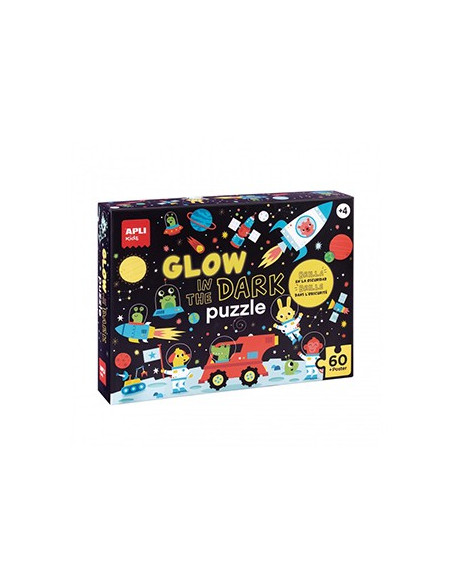 Jogo Educativo Puzzle Apli Fluorescente Espaço 60 Peças