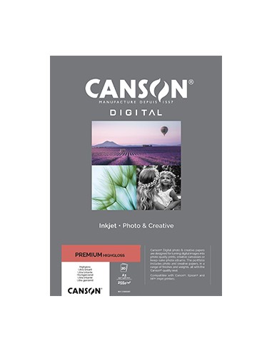 Papel 255gr Foto Canson Premium Highgloss A3 20 Folhas