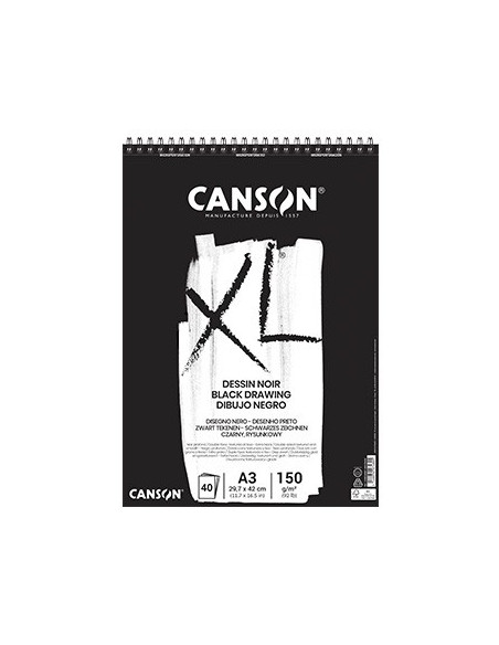 Bloco Espiralado Canson XL Dessin Noir A3 160gr 40 Folhas