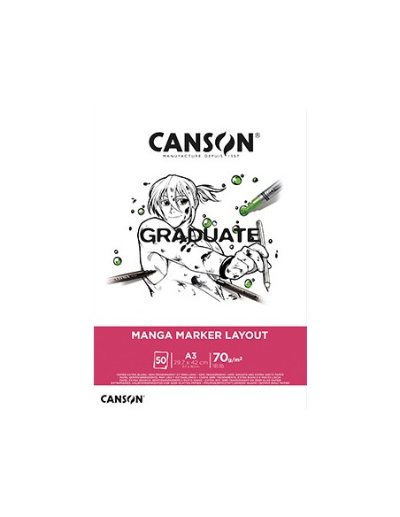 Bloco Canson Graduate Manga Marker Layout A3 70gr 50Fls