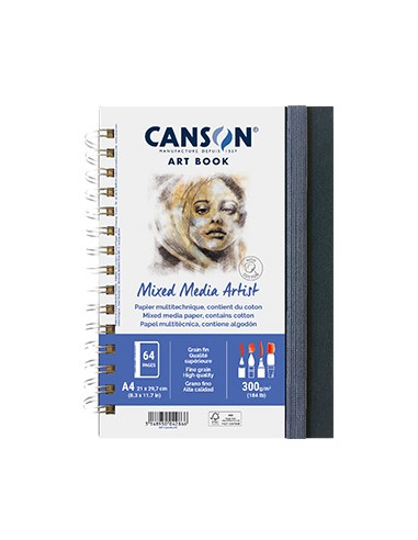 Caderno Canson Artbook Mixed Media Artist A4 300gr 56 Folhas