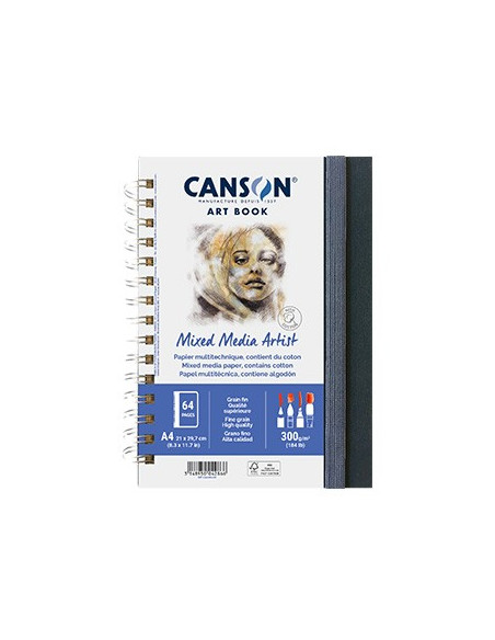Caderno Canson Artbook Mixed Media Artist A4 300gr 56 Folhas