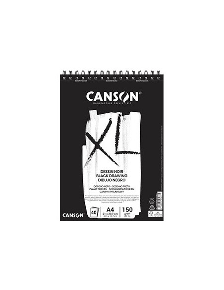 Bloco Espiralado Canson XL Dessin Noir A4 150gr 40 Folhas