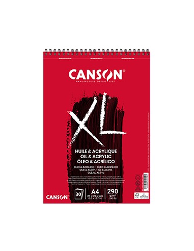 Bloco Espiralado Canson XL Óleo e Acrílico A4 290gr 30 Fls