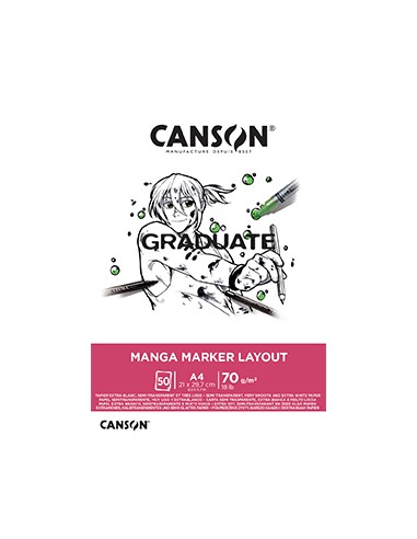 Bloco Canson Graduate Manga Marker Layout A4 70gr 50Fls