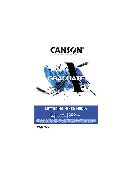 Bloco Canson Graduate Lettering Mixed Media A4 200gr 20Fls
